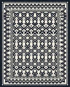 Black Ivory Intricate Geometric Pattern Rug - Cutout View