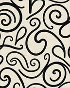 Black Ivory Swirl Accent Rug - Cutout View