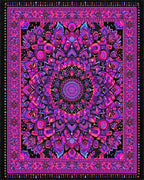 Black Pink Psychedelic Mandala Rug - Cutout View