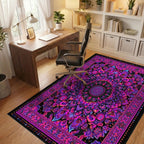 Black Pink Psychedelic Mandala Rug - Office View