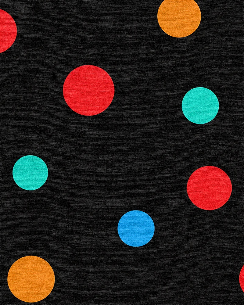 Black Polka Dot Rainbow Scatter Rug - Cutout View
