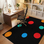 Black Polka Dot Rainbow Scatter Rug Office View