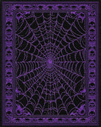 Black Purple Spider Web Gothic Rug - Cutout View