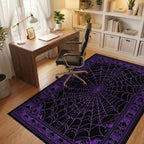 Black Purple Spider Web Gothic Rug - Office View