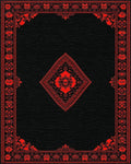 Black Red Gothic Skull Medallion Rug - Cutout View