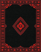 Black Red Gothic Skull Medallion Rug - Cutout View