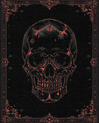 Black Red Ornate Skull Gothic Rug - Cutout View
