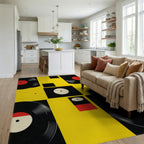 Black Red Yellow Vinyl Records Rug - Living Room View
