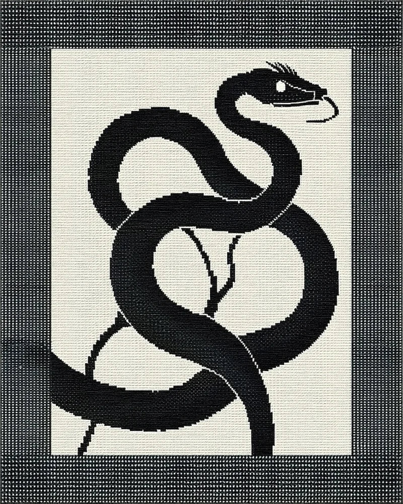Black Serpent Yin Yang Rug - Cutout View