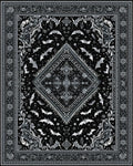 Black Silver Gothic Bats Rug - Cutout View