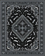 Black Silver Gothic Bats Rug - Cutout View