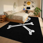Black Skull With 2 Bones Rug - Bedroom View
