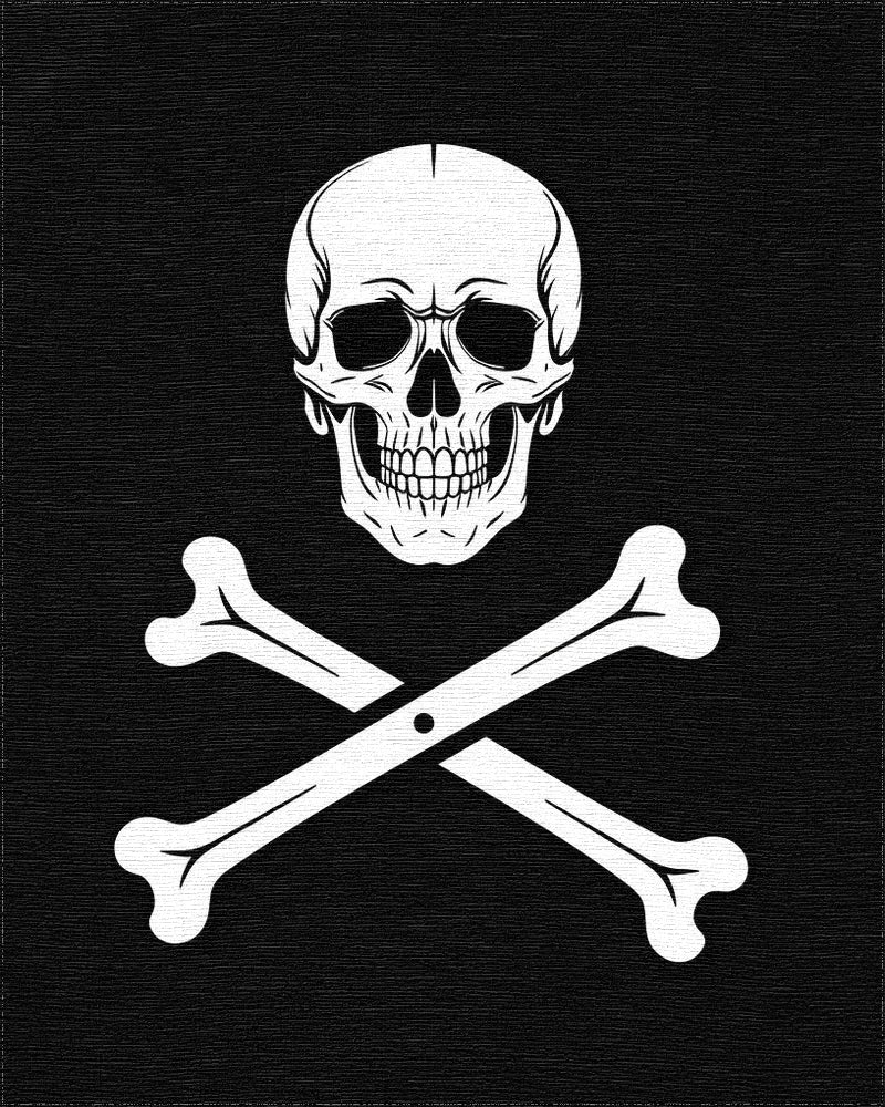 Black Skull With 2 Bones Rug - Cutout View