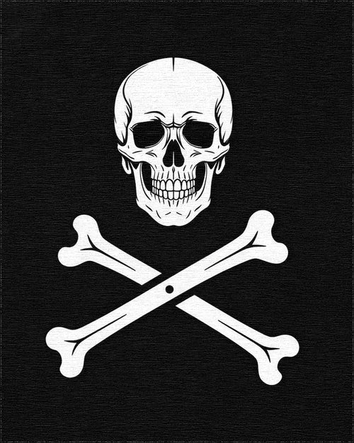Black Skull With 2 Bones Rug - Cutout View