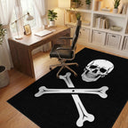 Black Skull With 2 Bones Rug - Office View