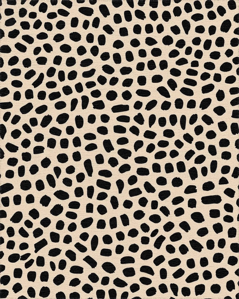 Black Spots On Beige Background Rug - Cutout View