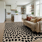 Black Spots On Beige Background Rug - Living Room View