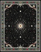 Black Starry Cosmic Sunburst Rug - Cutout View