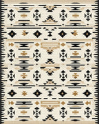 Black Tan Geometric Arrow Stripe Rug - Cutout View
