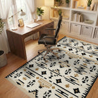 Black Tan Geometric Arrow Stripe Rug - Office View