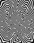 Black White Abstract Wavy Lines Rug - Cutout View