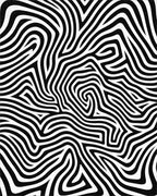 Black White Abstract Wavy Lines Rug - Cutout View