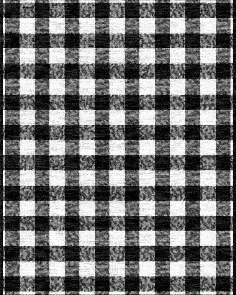 Black White Checkered Grid Texture Rug - Cutout View