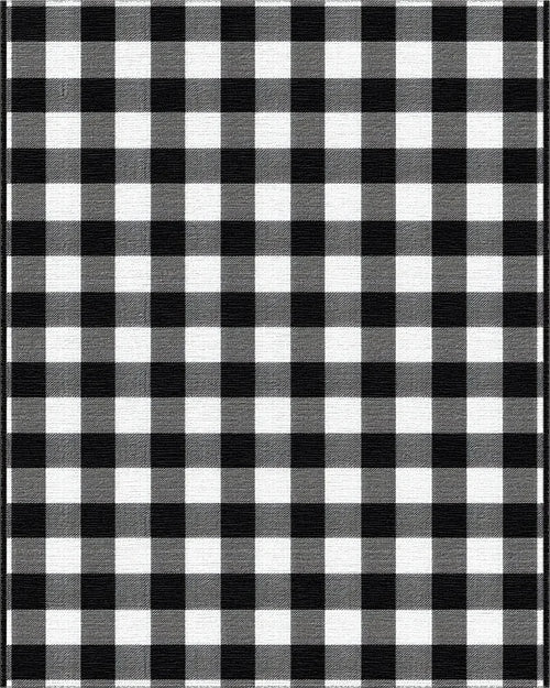 Black White Checkered Grid Texture Rug - Cutout View