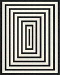 Black White Concentric Rectangle Rug - Cutout View