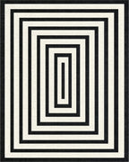 Black White Concentric Rectangle Rug - Cutout View