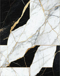 Black White Gold Marble Pattern Rug - Cutout View