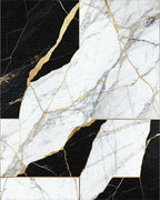 Black White Gold Marble Pattern Rug - Cutout View