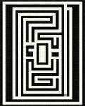 Black White Maze Labyrinth Rug - Cutout View