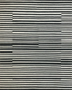 Black White Offset Stripes Rug - Cutout View