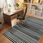 Black White Offset Stripes Rug Office View