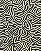 Black White Organic Maze Rug - Cutout View