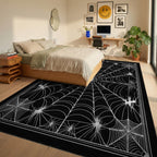 Black White Spider Web Gothic Rug - Bedroom View