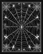 Black White Spider Web Gothic Rug - Cutout View