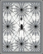 Black White Spider Web Gothic Rug - Cutout View