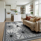 Black White Spider Web Gothic Rug - Living Room View