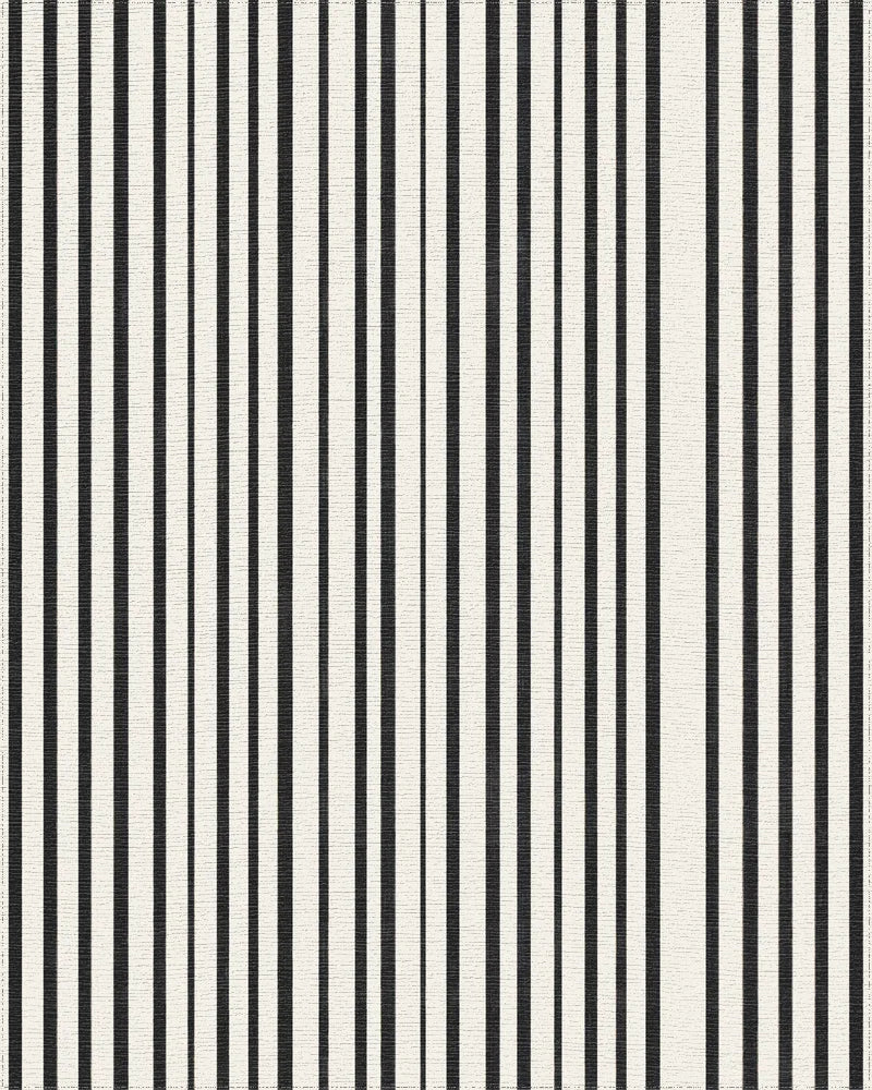 Black White Uneven Stripe Rug - Cutout View