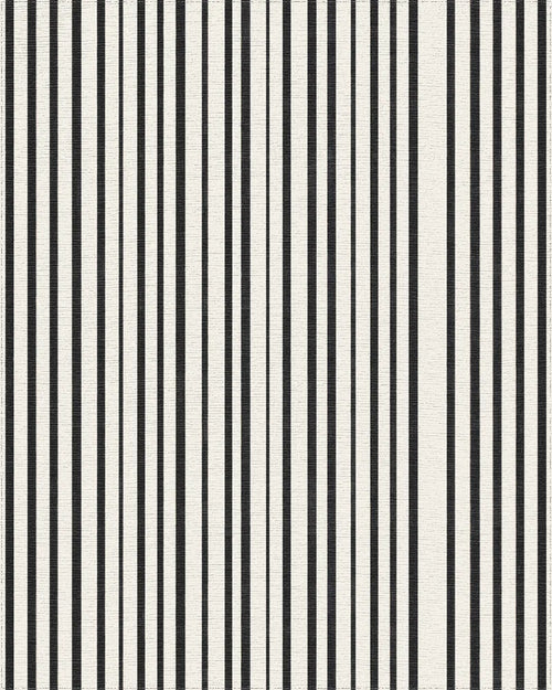 Black White Uneven Stripe Rug - Cutout View