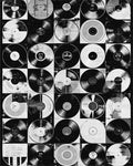 Black White Vinyl Records Grid Rug - Cutout View
