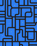 Blue Abstract Geometric Pattern Rug - Cutout View