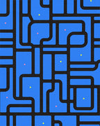 Blue Abstract Geometric Pattern Rug - Cutout View