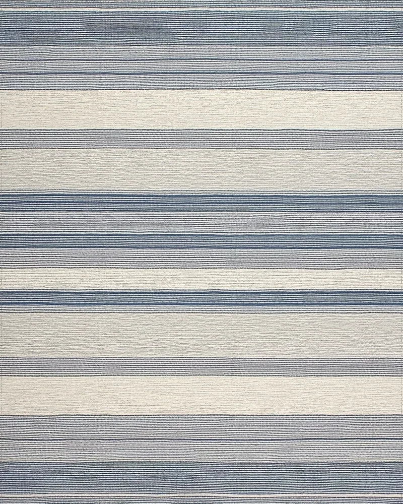 Blue and Cream Striped Horizon Rug - Cutout View