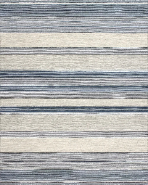 Blue and Cream Striped Horizon Rug - Cutout View