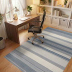 Blue and Cream Striped Horizon Rug - Office View