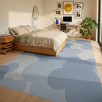 Blue Cloudscape Overlap Soft Shapes Rug - Bedroom View