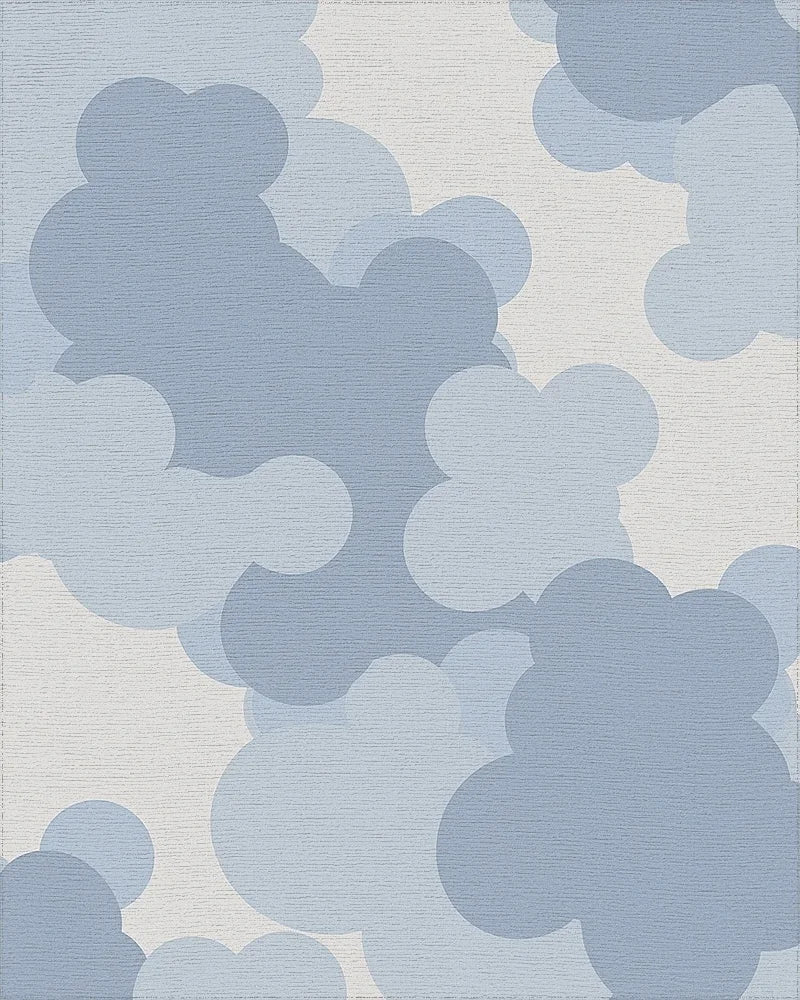 Blue Cloudscape Overlap Soft Shapes Rug - Cutout View